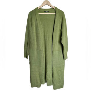 Sheilay • Green Long Open Front Cardigan